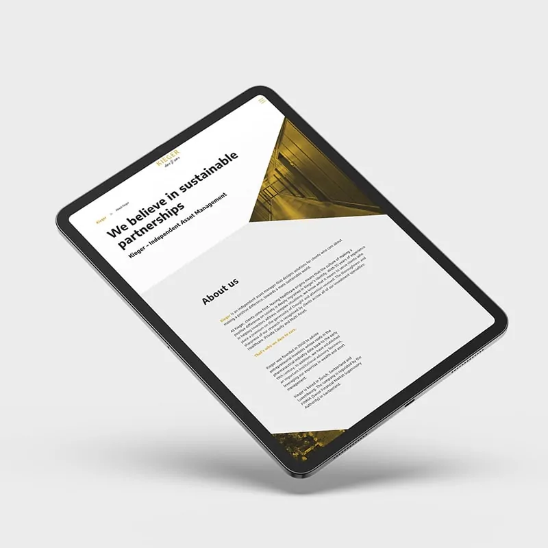 Kieger Branding TabletBranding & Webdesign für Kieger