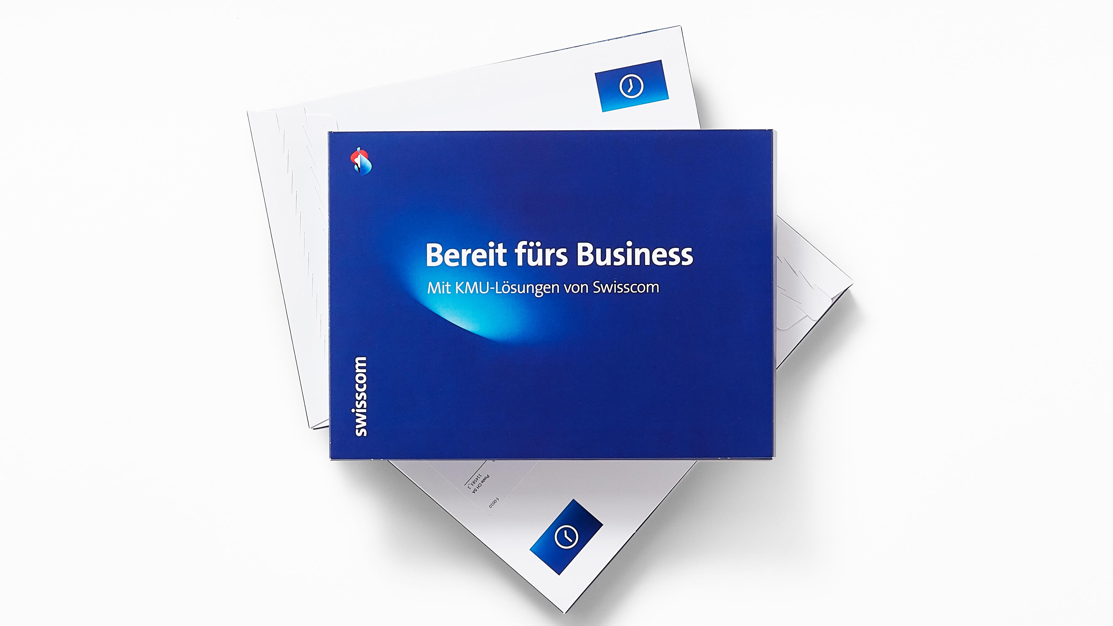 3D Mailing mit Aufschrift Bereit fürs Business mit KMU Lösungen von Swisscom