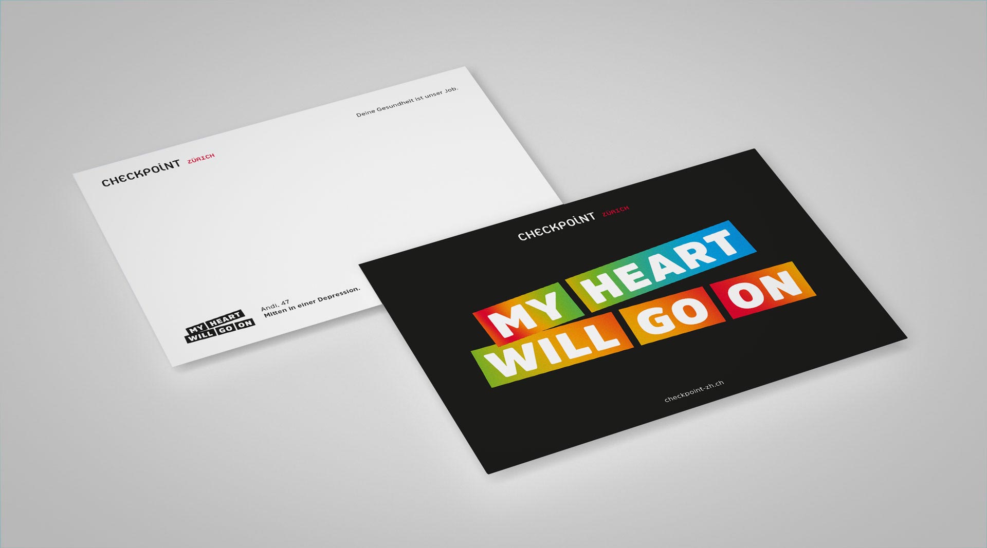 Checkpoint Zürich Postkarte mit Aufschrift my Heart will go on