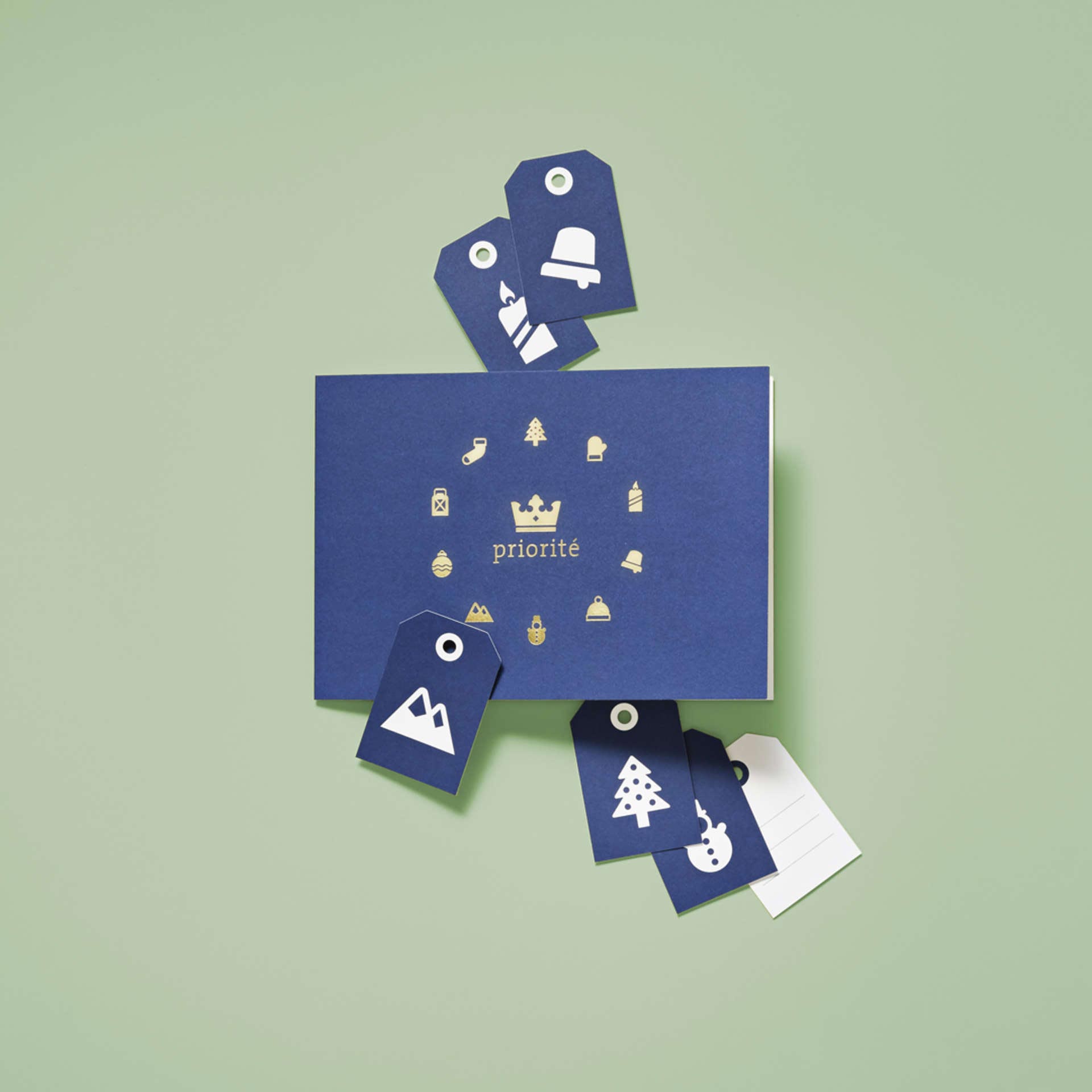 Swisscom Priorité Glückwunsch Karte mit Geschenk Anhängern